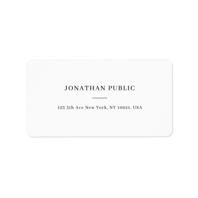 Custom Modern White Simple Personalized Template Label (Front)