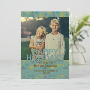 CUSTOM Modern Winter Snowflake Pattern Photo Card