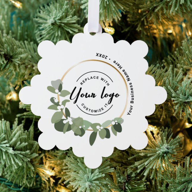 Custom Modern wreath with logo unique Ornament Card (Insitu (Tree))