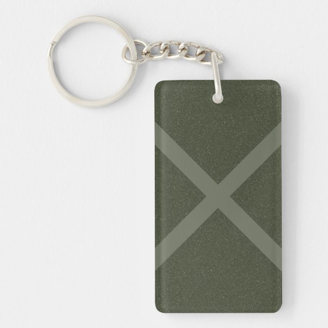 Custom Modern X Pattern Keychain in Moss Green (Front)