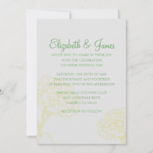 Custom Modern Yellow and Green Wedding Invitations