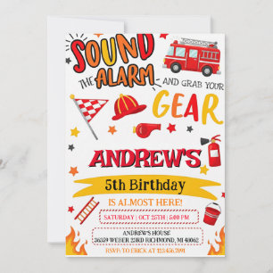 Custom Modren Fireman Birthday party Invitation