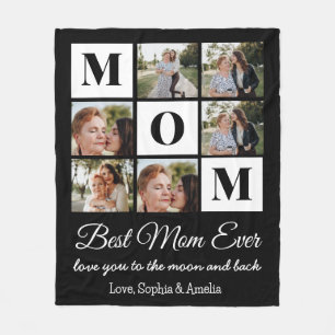Custom Mom 6 Photo Collage Fleece Blanket