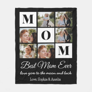 Custom Mom 6 Photo Collage Fleece Blanket