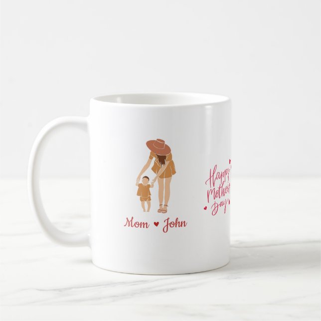 "Custom Mom and Son Mug with Personalized Names  (Left)