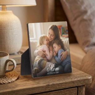 Custom Mom Established Elegant Script Photo Plaque