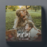 Custom Mom Established Est Fun Modern Script Photo Plaque<br><div class="desc">Celebrate your Mothers Day with this soft modern Script "Custom Mom Established Est. Fun Modern Script Photo Plaque". This Custom Mom Established Year Plaque can be hung and it also has an attached easel, for tabletop display. It's the perfect Mom Gift for so many gift occasions, such as Mother’s Day,...</div>