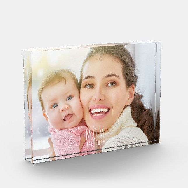 Custom Mom Established Modern Script  Photo Block (Left)