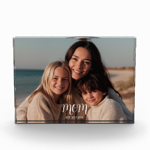 Custom Mom Established Modern Script Photo Block