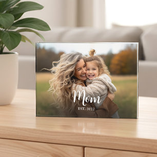 Custom Mom Established Modern Script Photo Block
