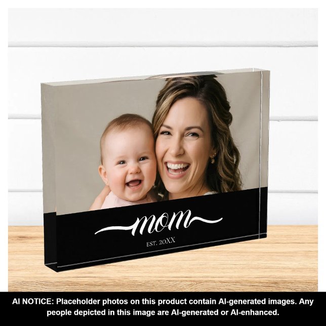Custom Mom Established Modern Script Photo Block (Creator Uploaded)