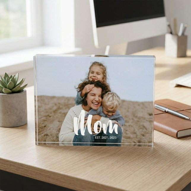 Custom Mom Established Modern Script Photo Block (Custom Mom Established Modern Script Photo Block)