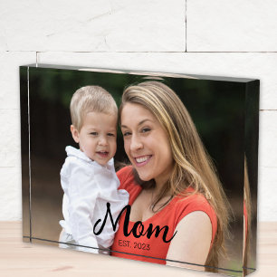 Custom Mom Established Modern Script Photo Block