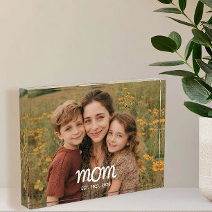 Custom Mom Established Modern Script Photo Block