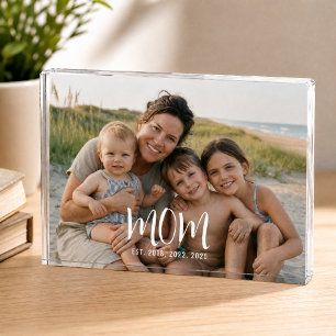 Custom Mom Established Modern Script Photo Block