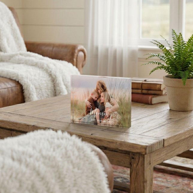 Custom Mom Established Modern Script Photo  Block (Creator Uploaded)
