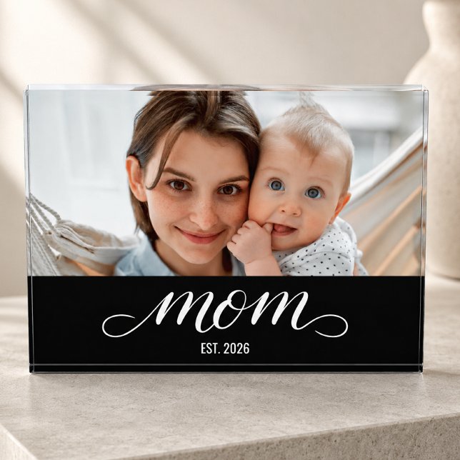 Custom Mom Established Modern Script Photo Block (Creator Uploaded)