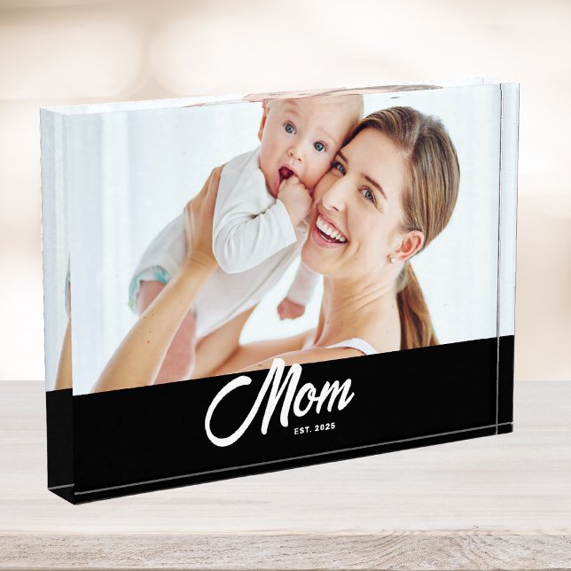 Custom Mom Established Modern Script Photo Block (Creator Uploaded)