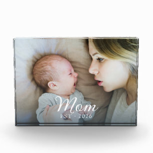Custom Mom Established Modern Script Photo Block