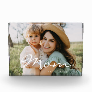 Custom Mom Established Modern Script Photo Block