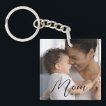 Custom Mom Established Modern Script Photo Keychain<br><div class="desc">Celebrate your First Mothers Day with this soft modern Script "Custom Mom Established Modern Script Photo Plaque". This Custom Mom Established Year wall or tabletop Plaque is the perfect New Mom Gift, and also great for veteran moms. This modern mom style plaque makes a wonderful gift for so many gift...</div>