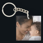 Custom Mom Established Modern Script Photo Keychain<br><div class="desc">Celebrate your First Mothers Day with this soft modern Script "Custom Mom Established Modern Script Photo Keychain". This Custom Mom Est. Year keychain is the perfect New Mom Gift, and also great for veteran moms. This modern mom style keychain makes a wonderful gift for so many gift occasions, such as...</div>