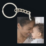 Custom Mom Established Modern Script Photo Keychain<br><div class="desc">Celebrate your First Mothers Day with this soft modern Script "Custom Mom Established Modern Script Photo Keychain". This Custom Mom Est. Year keychain is the perfect New Mom Gift, and also great for veteran moms. This modern mom style keychain makes a wonderful gift for so many gift occasions, such as...</div>