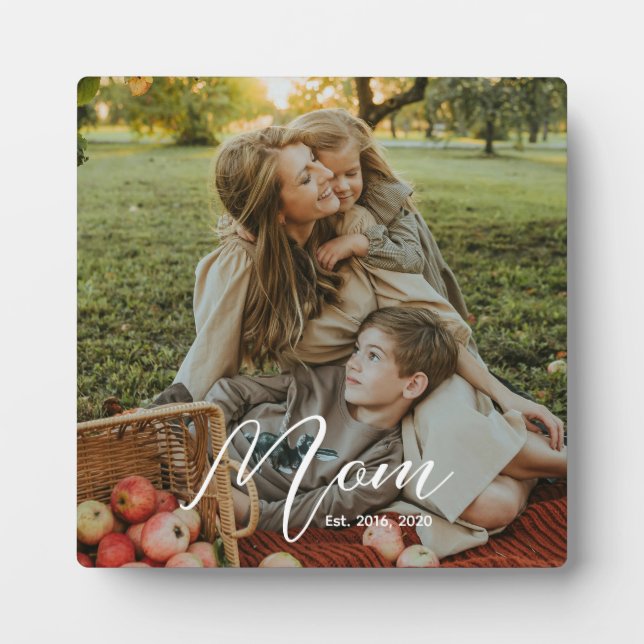 Custom Mom Established Modern Script Photo Plaque (Devant)