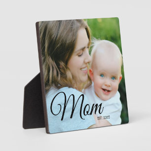 Custom Mom Established Modern Script Photo  Plaque