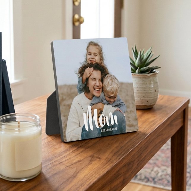 Custom Mom Established Modern Script Photo Plaque (Custom Mom Established Modern Script Photo Plaque)