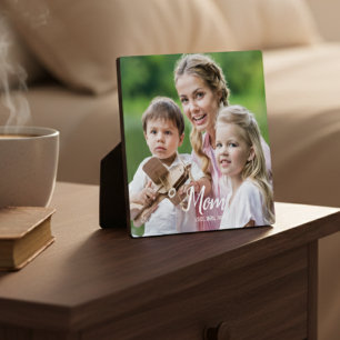 Custom Mom Established Modern Script Photo  Plaque