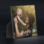 Custom Mom Established Modern Script Photo Plaque<br><div class="desc">White Mom Established Modern Script Photo Design. Replace the photo with your own of your kids and change the years to the years you became a mom.</div>