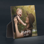 Custom Mom Established Modern Script Photo Plaque<br><div class="desc">White Mom Established Modern Script Photo Design. Replace the photo with your own of your kids and change the years to the years you became a mom.</div>