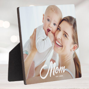 Custom Mom Established Modern Script Plaque