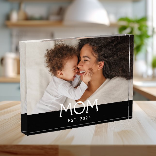 Custom Mom Established Modern Typography Photo Block (Creator Uploaded)