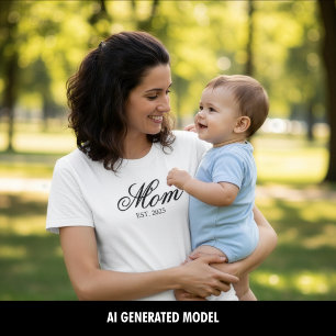 Custom Mom Established Year Script T-Shirt