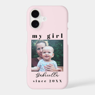 Custom Mom Girl Photo Since Year  Pastel Pink Chic