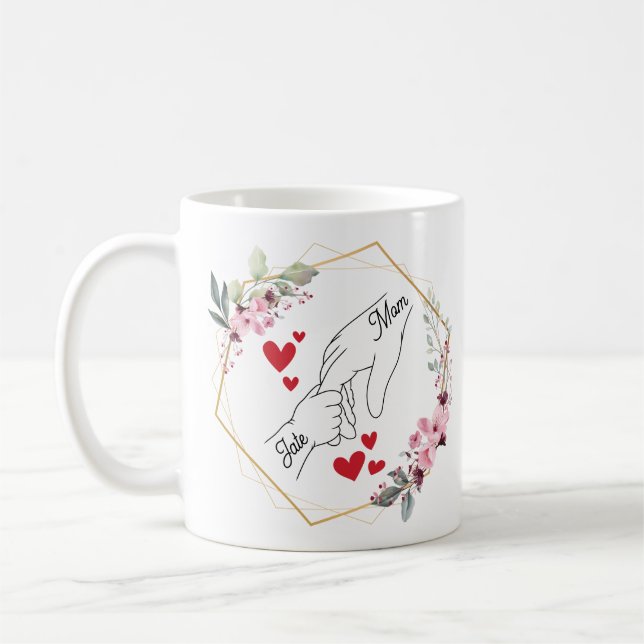 Custom Mom or Father and Child Hands  Coffee Mug (Left)