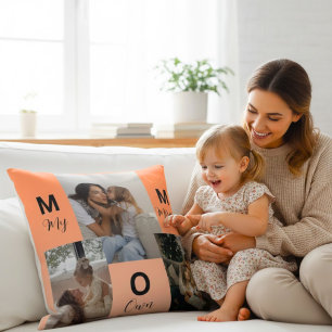 Custom "MOM" Photo Collage Throw Pillow