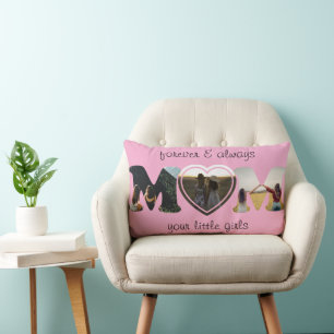 Custom Mom Photo & Text Collage Lumbar Pillow