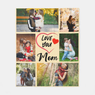 Custom Mom Photo Throw with Kids Names Gift Fleece Blanket