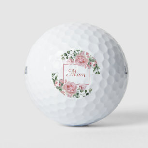 Custom Mom Pink Roses Floral Golf Balls