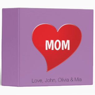 Custom Mom rouge coeur lavande 3 anneau Classeur d