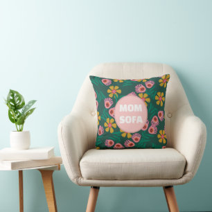 Custom mom sofa flowers green pretty cute modern throw pillow