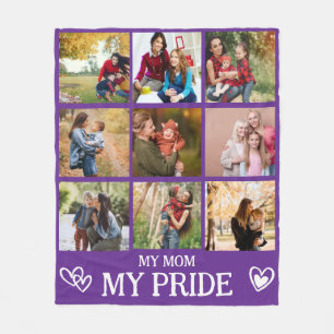 Custom Mom Throw 9 Photo Mom Pride Gifts Kids Fleece Blanket