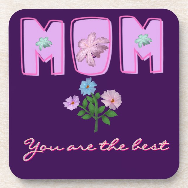 Custom Mom Typography Design,  Coaster (Front)