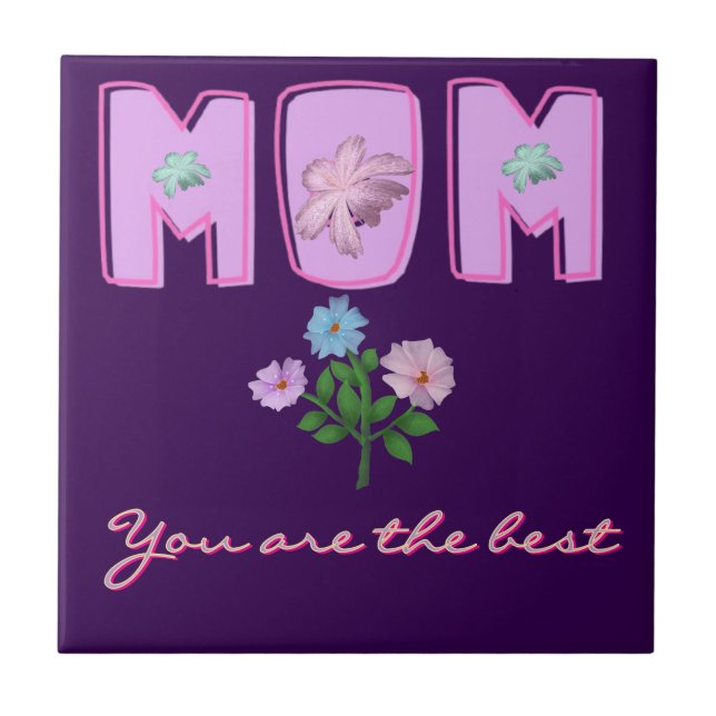 Custom Mom Typography Design,  Tile (Front)