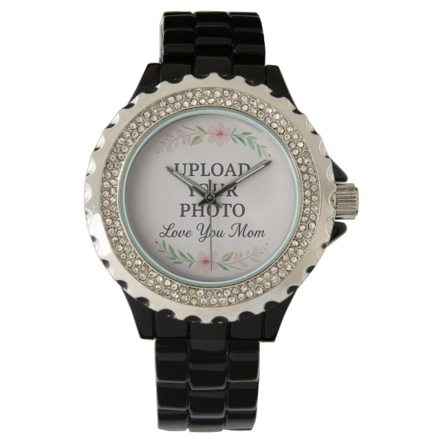 Custom Mom Watch – Upload Your Photo – Floral Pers (Front)