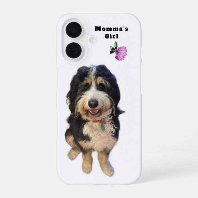 Custom “Momma’s Girl” Dog iPhone 16 Case (Back)