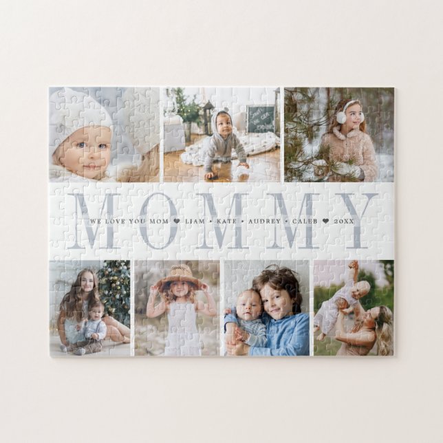 Custom Mommy 7 Photo Kids Collage Jigsaw Puzzle (Horizontal)